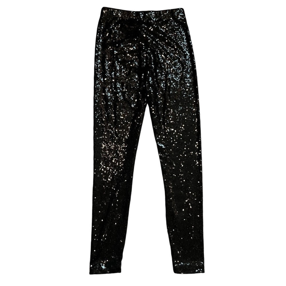 WAYF Leggings Womens M Black Sequin High Waist Pull On Logan Pants Holiday NWT! - Picture 6 of 6